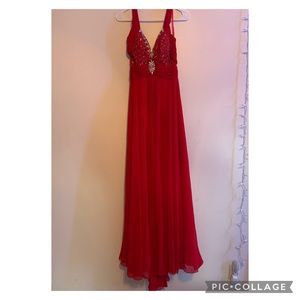Red, bejeweled, halter prom/formal dress!